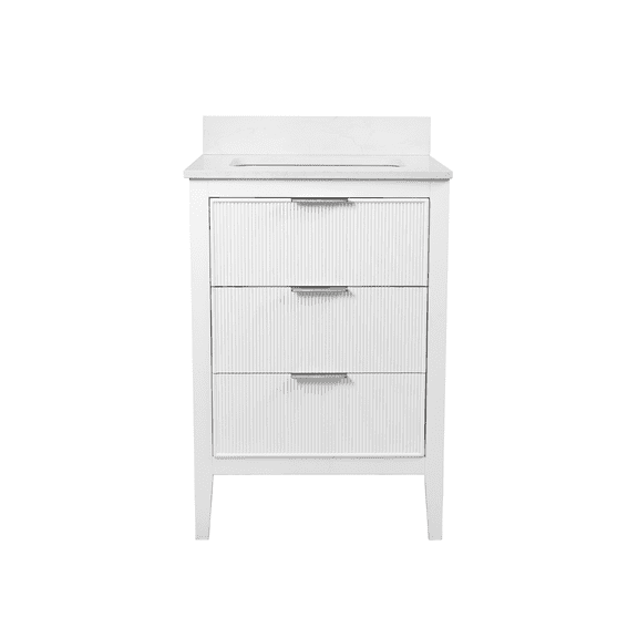 Evelyn 24" Bathroom Vanity with White Cabinet and Engineered Marble Top