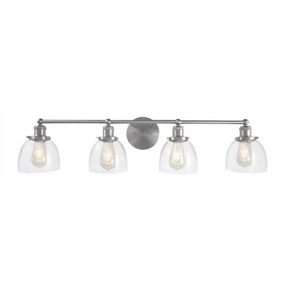 Home Decorators Collection Evelyn 37.5 in. 4-Light Brushed Nickel Industrial Vanity with Clear Glass Shades