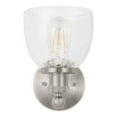 thumbnail image 1 of Open Box Evelyn 6 in. 1-Light Brushed Nickel Modern Industrial Wall Mount Sconce Light with Clear Seeded Glass Shade, 1 of 1