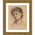 thumbnail image 1 of Evelyn De Morgan 14x18 Gold Ornate Wood Frame and Double Matted Museum Art Print Titled - Portrait Head of a Woman, 1 of 4
