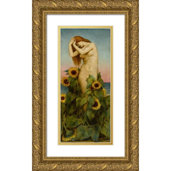 Evelyn De Morgan 8x14 Gold Ornate Wood Frame and Double Matted Museum Art Print Titled - Clytie (1886-7)