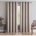 thumbnail image 1 of Evelyn Embossed Thermal Grommet Blackout Curtain Room Darkening, Noise Reduction Fabric Blocks 97% of Sunlight (Panel 54" W x 96" L, Ivory), 1 of 4