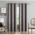 thumbnail image 1 of Evelyn Embossed Thermal Grommet Blackout Curtains Room Darkening, Noise Reduction Fabric Blocks 97% of Sunlight (Panel Pair 38" W x 63" L, Light Grey), 1 of 4