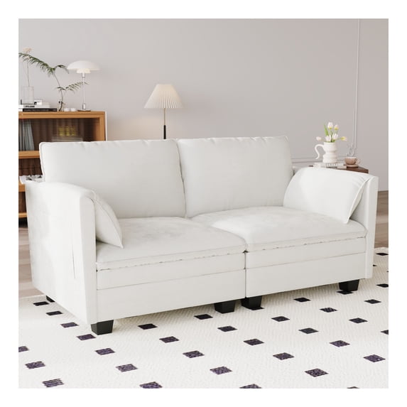 Evelyn Mid Century Modern Fabric Loveseat with Solid Wood Frame, and ...