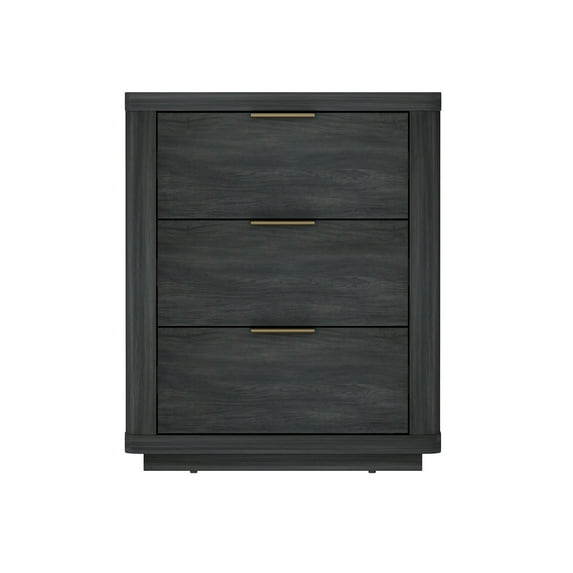 Evelyn Modern Nightstand with 3 Full Extension Drawers in Charcoal Grey