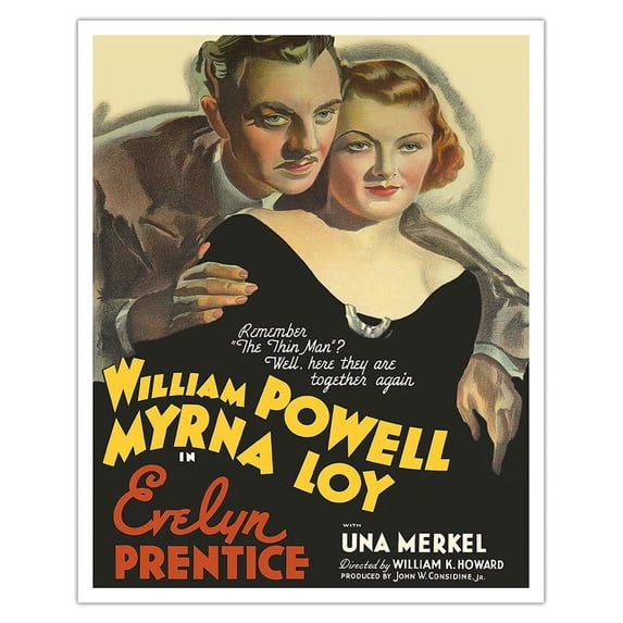 Evelyn Prentice - Starring William Powell & Myrna Loy - Directed by William K. Howard - Vintage Film Movie Poster c.1934 - Fine Art Matte Paper Print (Unframed) 16x20in