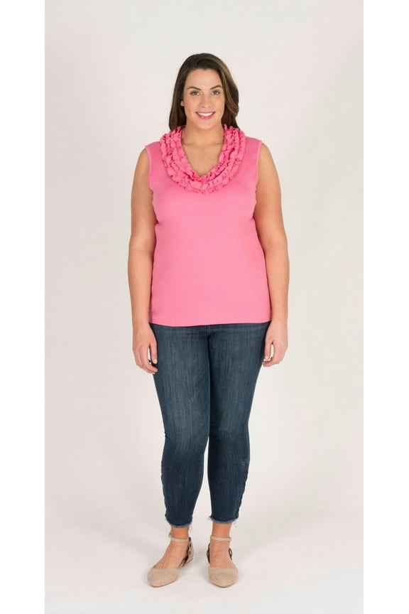 Evelyn Sleeveless Plus Size Ruffle Shirt