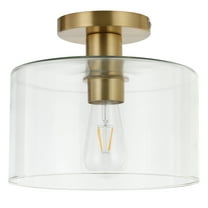 Evelyn&Zoe 10" Brass Finish Metal/Glass Semi Flush Mount