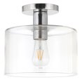 thumbnail image 1 of Evelyn&Zoe 10" Polished Nickel Finish Metal/Glass Semi Flush Mount, 1 of 6