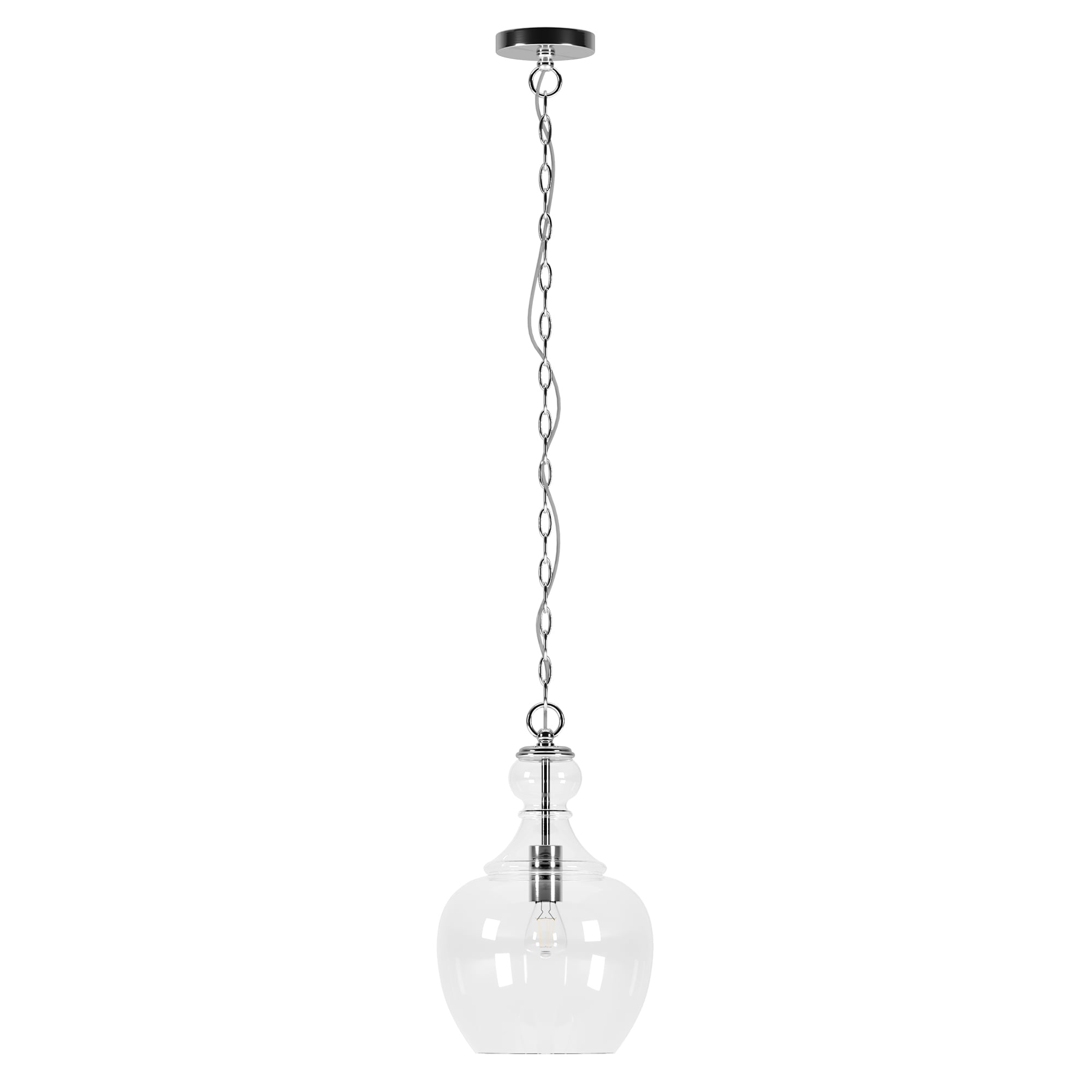 Verona Brushed Nickel Clear Glass Gourd Shape Pendant Light