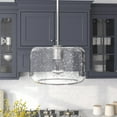 thumbnail image 1 of Evelyn&Zoe 11" Brushed Nickel Finish Metal/Glass Pendant, 1 of 5