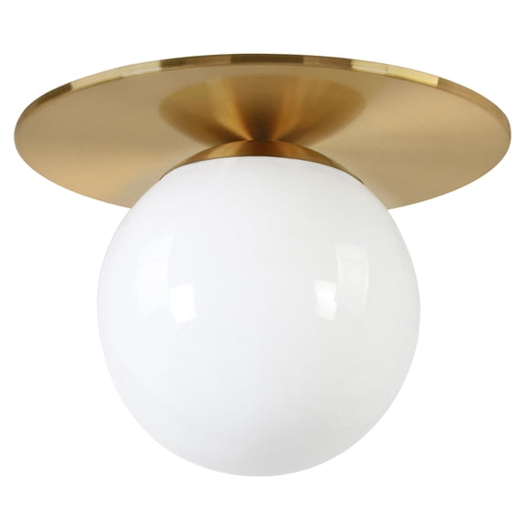 Evelyn&Zoe 12" Brushed Brass Finish Metal/Glass Semi Flush Mount