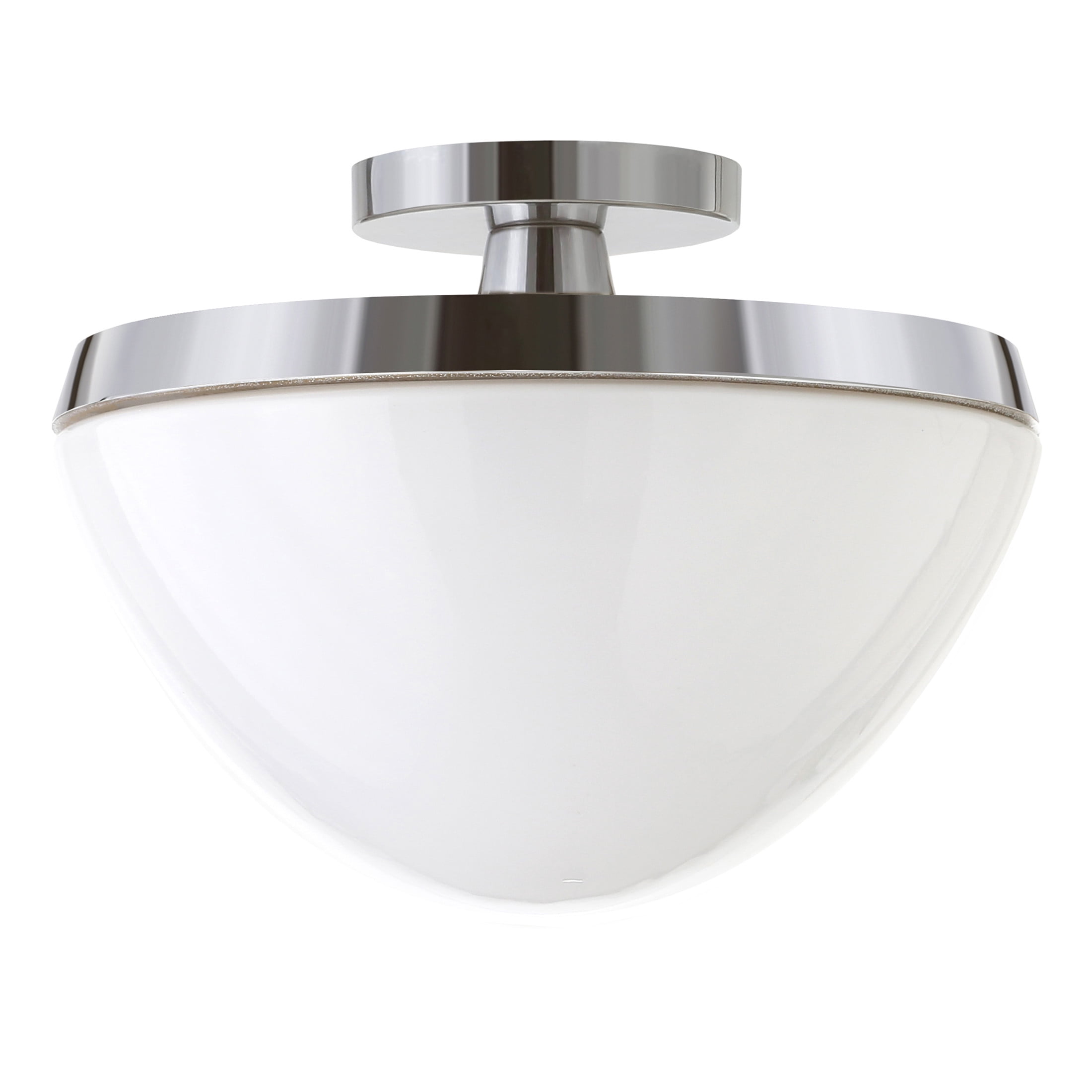 Evelyn&Zoe 12" Polished Nickel Finish Metal/Glass Semi Flush Mount