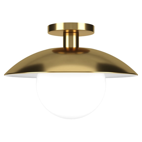 Evelyn&Zoe 14.5" Brass Metal/Glass Semi Flush Mount