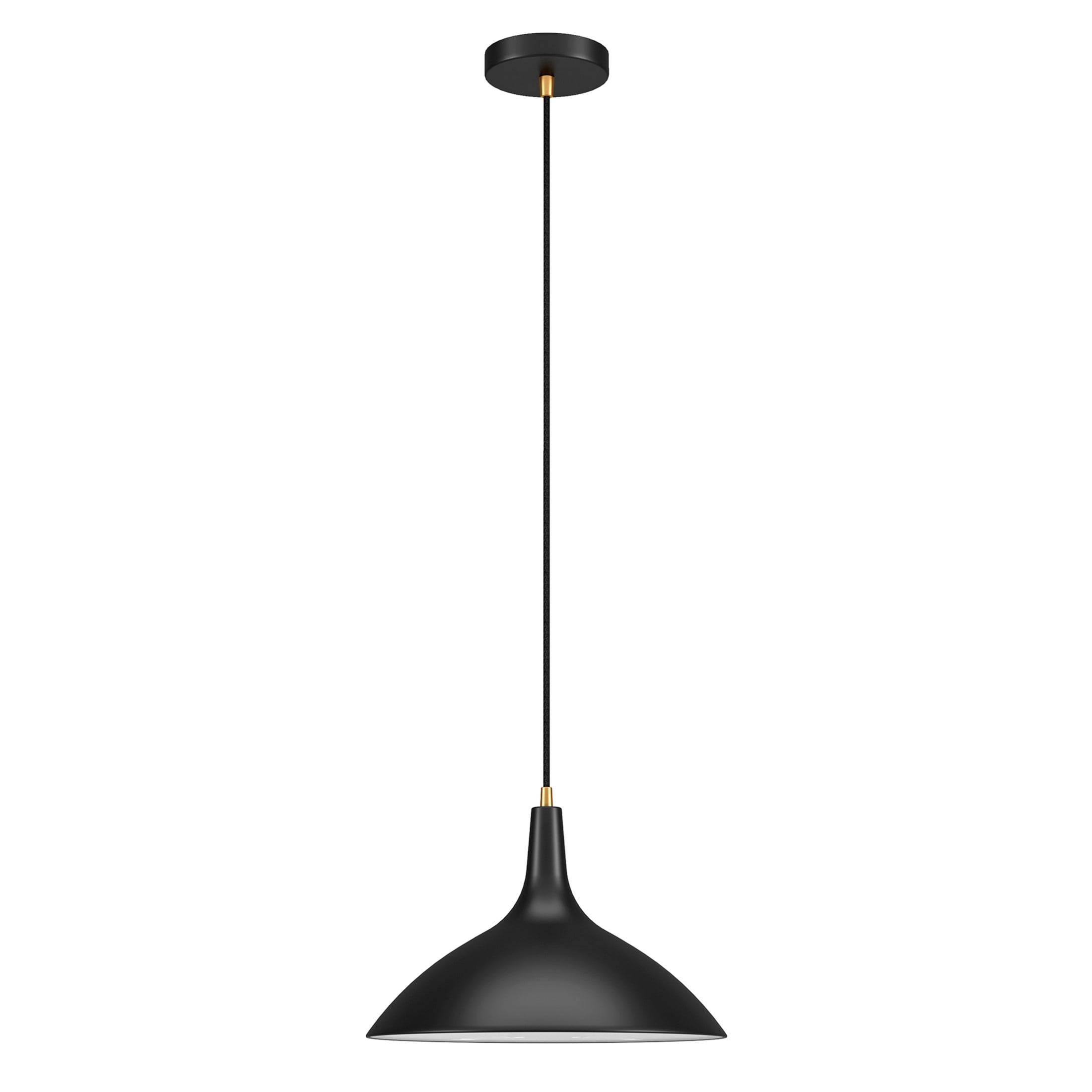 Evelyn&Zoe 14" Matte Black/Brass Metal Pendant