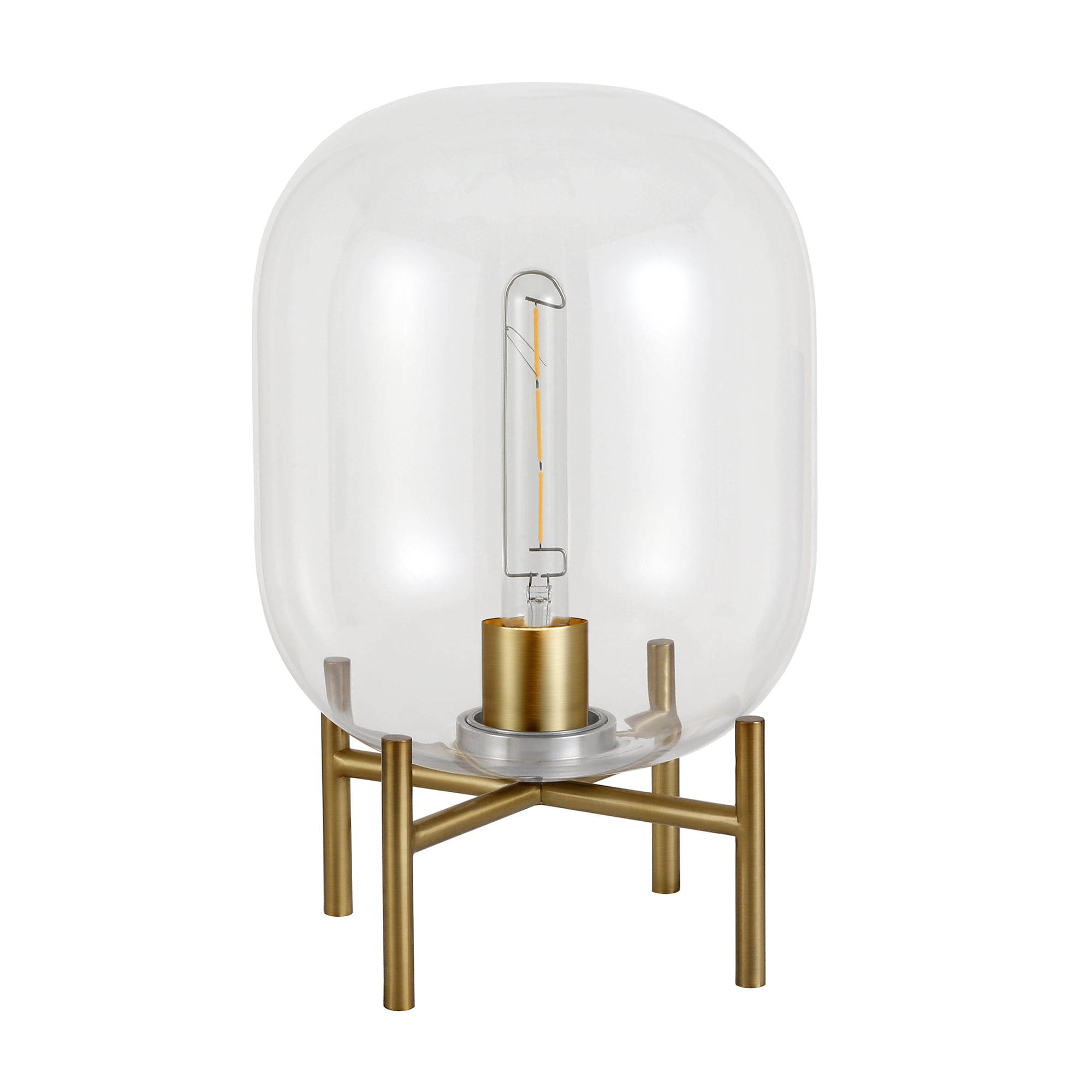Edison Voice-Controlled Industrial Table Lamp in Brushed Brass/Clear