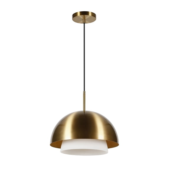Evelyn&Zoe 15" Brass Metal/Glass Pendant
