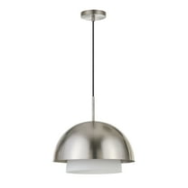 Evelyn&Zoe 15" Brushed Nickel Metal/Glass Pendant