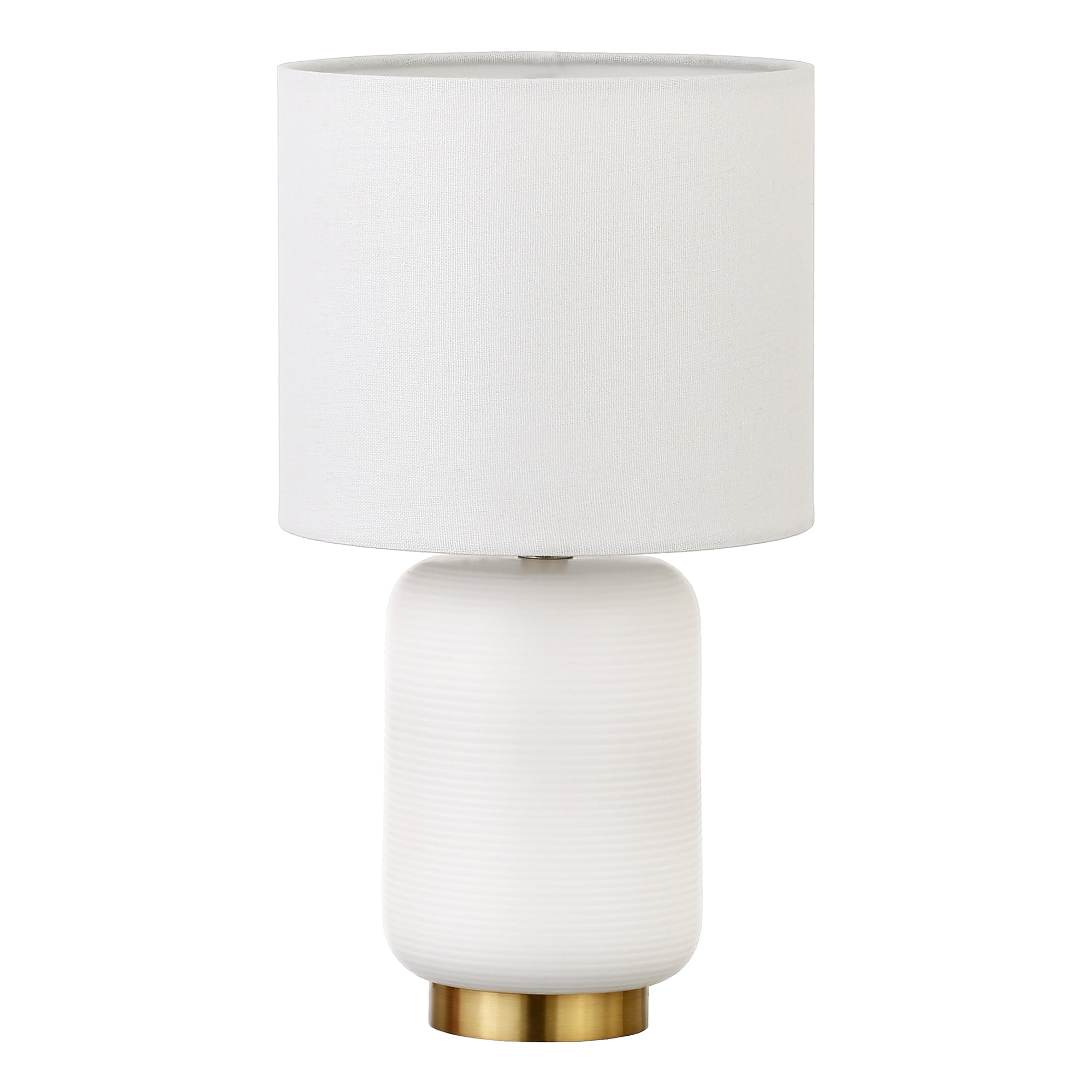 Evelyn&Zoe 15" Retro Ceramic Mini Lamp with White Drum Linen Shade