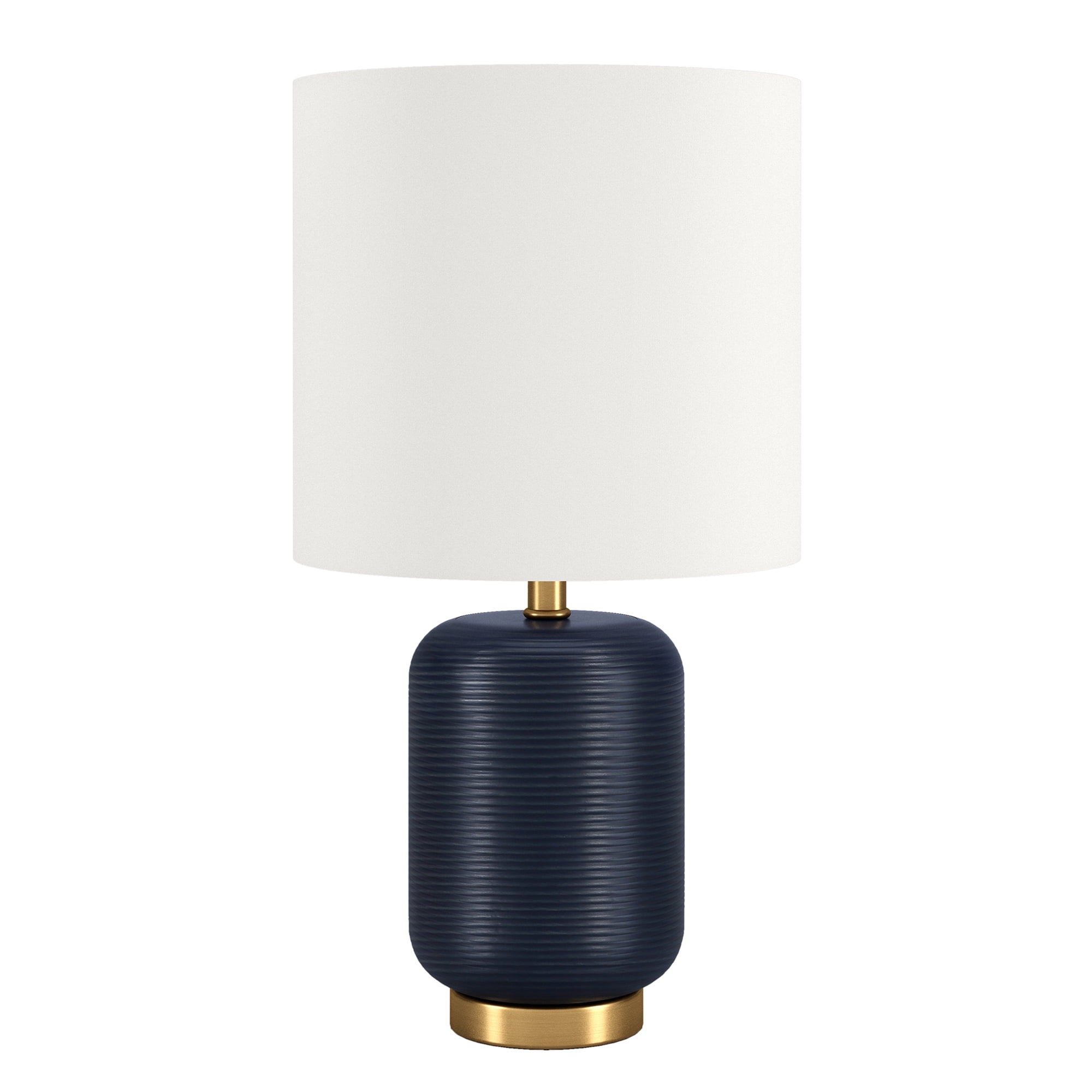 Lambert 15" Matte Navy Ceramic Table Lamp with White Linen Shade