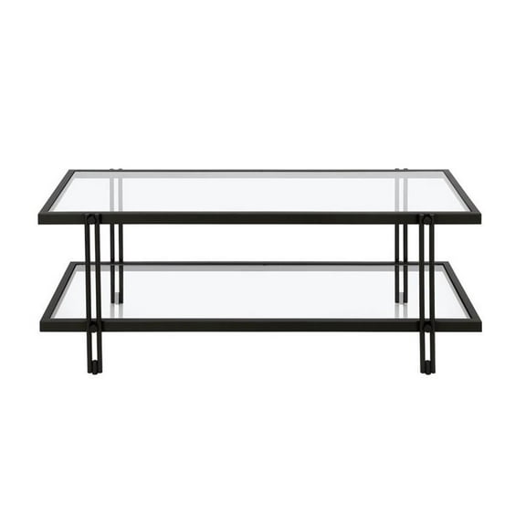 Evelyn&Zoe 17" Contemporary Clean Lined Metal Coffee Table in Black/Bronze Finish