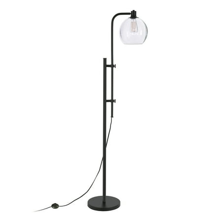 Evelyn&Zoe 18" Blackened Bronze Metal/Glass Floor Lamp