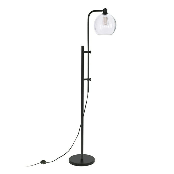 Evelyn&Zoe 18" Blackened Bronze Metal/Glass Floor Lamp