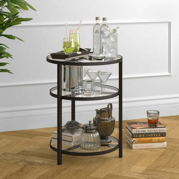 Evelyn&Zoe 18" Blackened Bronze Metal/Glass Side Table