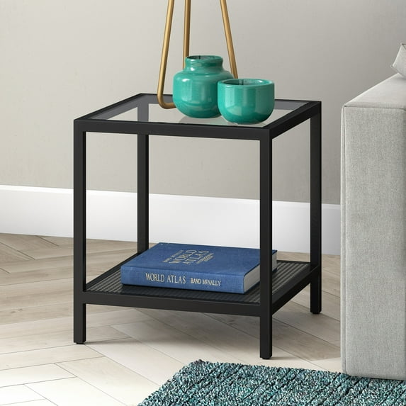 Evelyn&Zoe 20" Blackened Bronze Metal/Glass Side Table