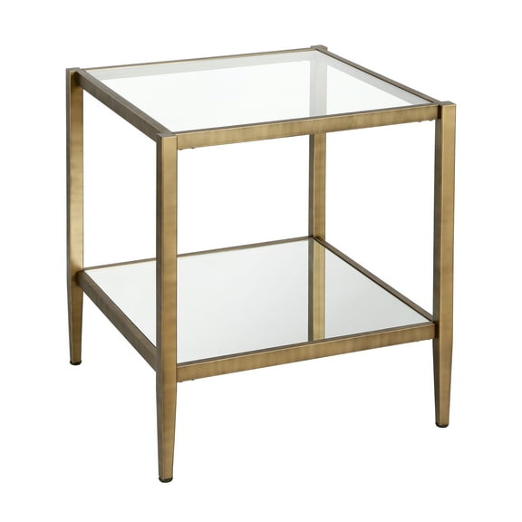 Evelyn&Zoe 20" Brass Metal/Glass Side Table