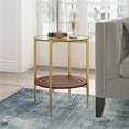 thumbnail image 1 of Evelyn&Zoe 20" Gold/Walnut Metal/Glass Side Table, 1 of 9