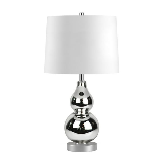 Evelyn&Zoe 21" Traditional Metal Table Lamp with White Drum Linen Shade