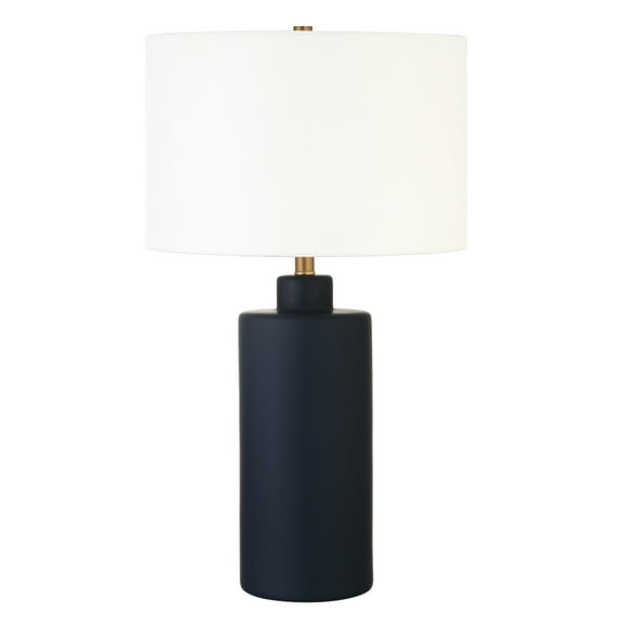 Evelyn&Zoe 25" Contemporary Ceramic Table Lamp with White Drum Linen Shade