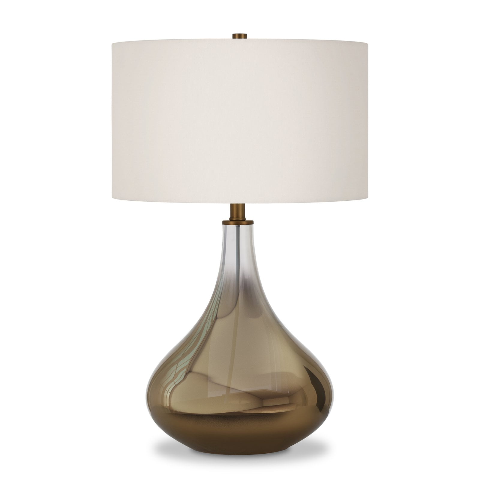 Evelyn&Zoe 25" Traditional Glass Table Lamp with White Drum Linen Shade