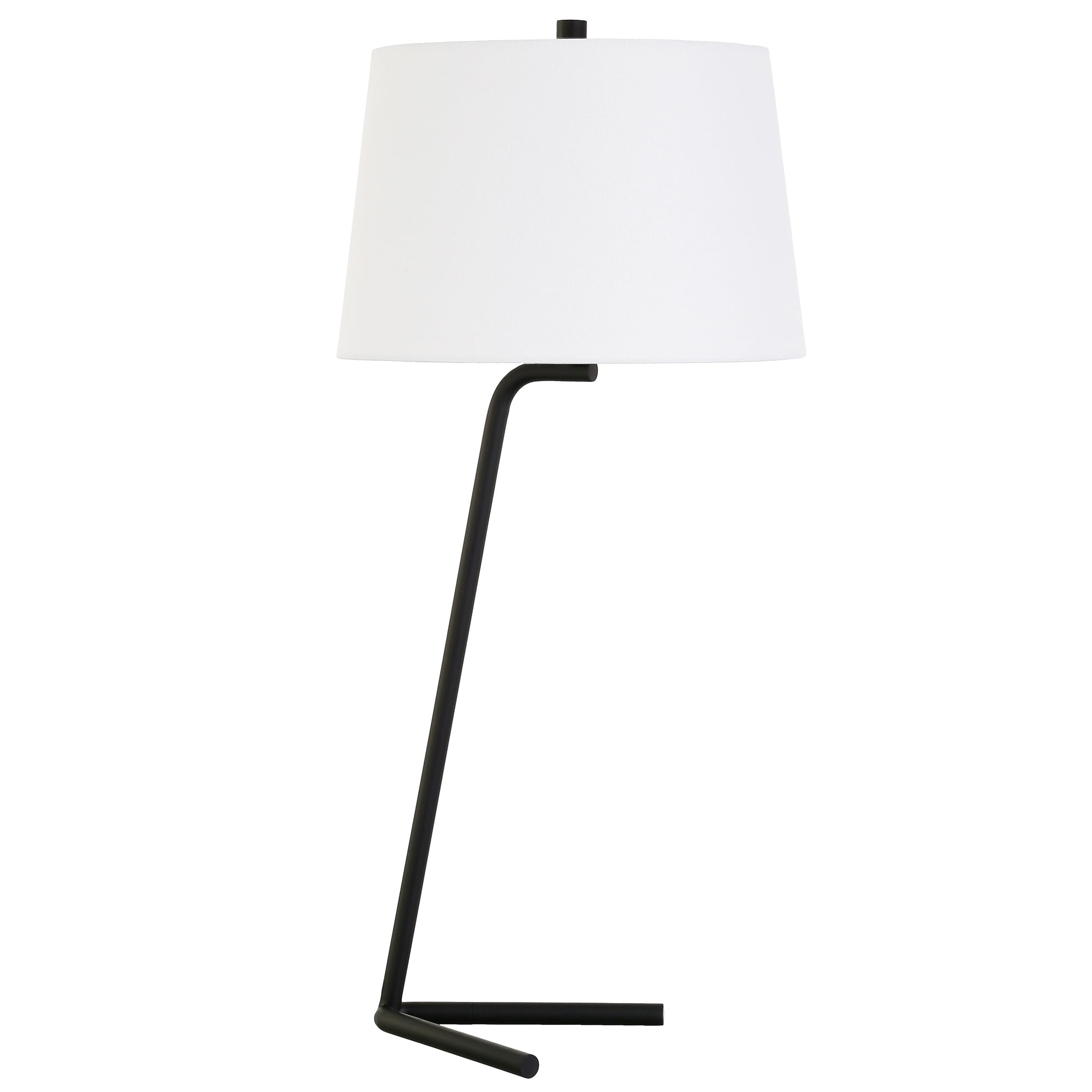 Evelyn&Zoe 28" Mid-Century Modern Tilted Table Lamp with with White Drum Linen Shade