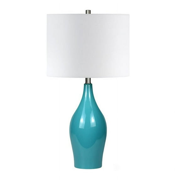 Evelyn&Zoe 28" Traditional Porcelain Table Lamp with White Drum Linen Shade