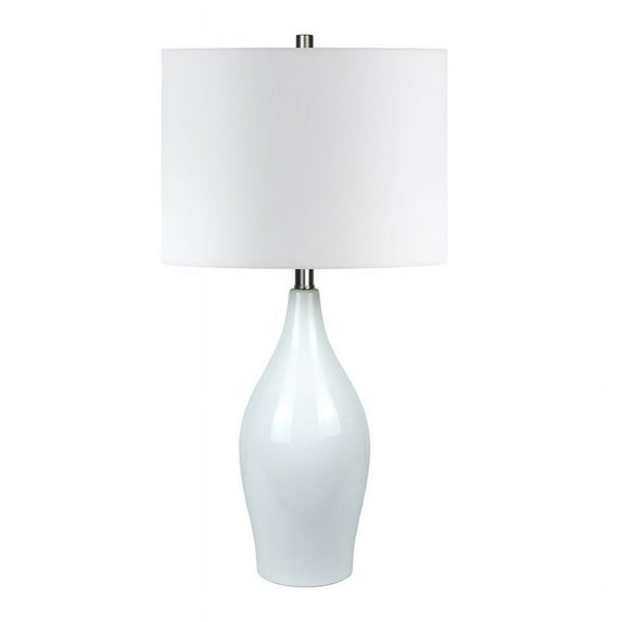 Evelyn&Zoe 28" Traditional Porcelain Table Lamp with White Drum Linen Shade