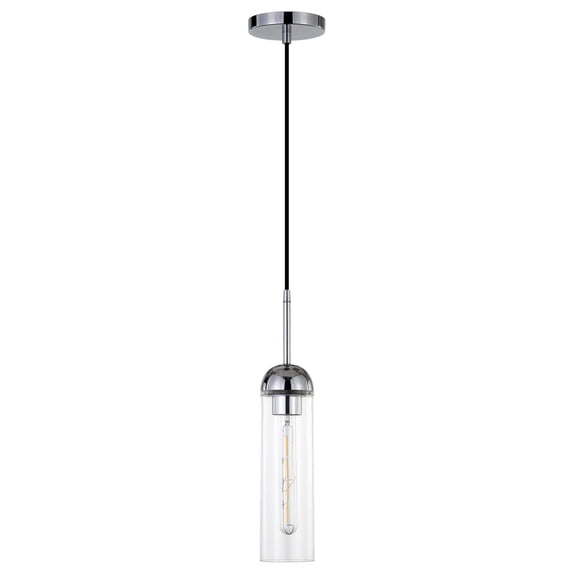 Evelyn&Zoe 3" Polished Nickel Metal/Glass Pendant