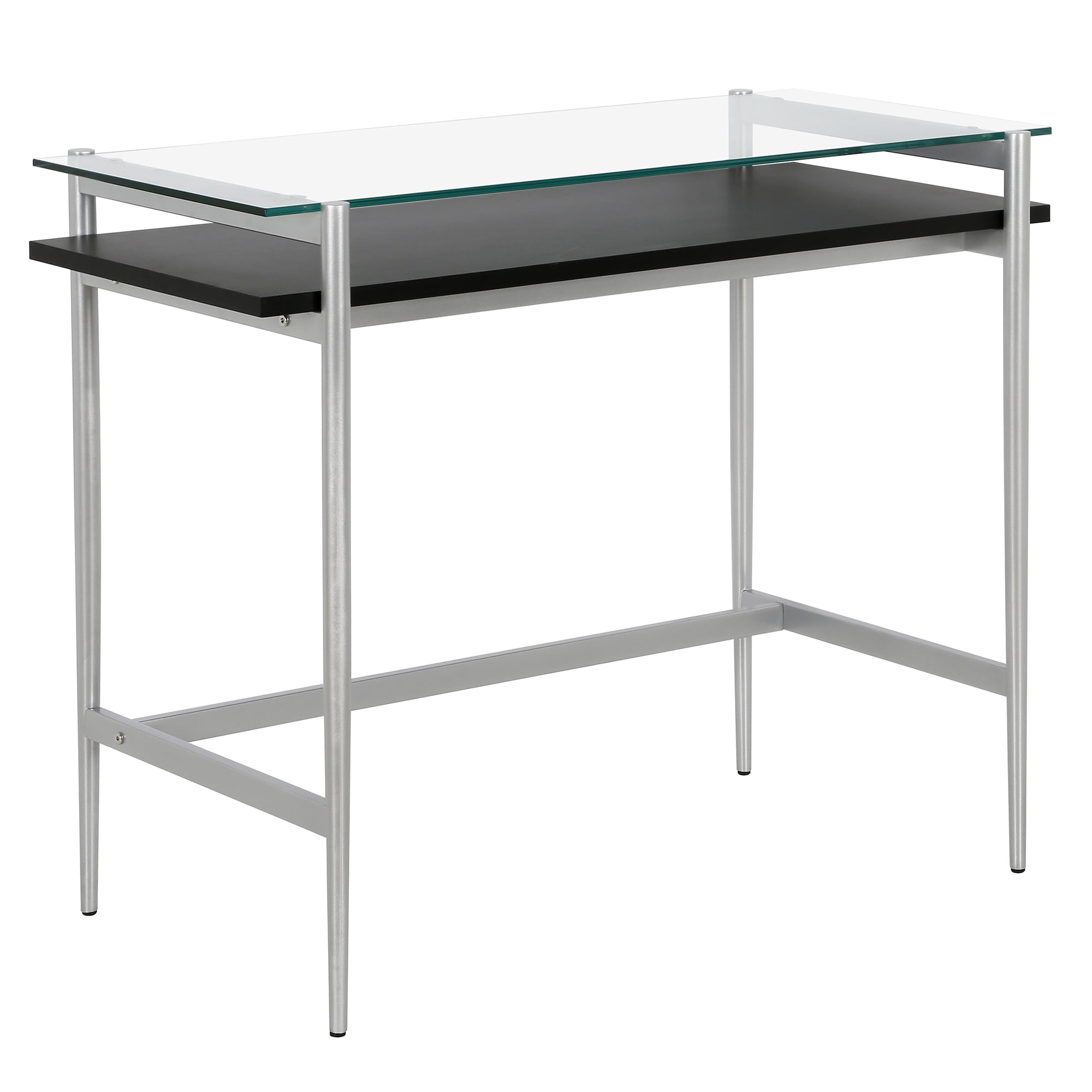 Evelyn&Zoe 36" Silver Metal/Glass Home Office