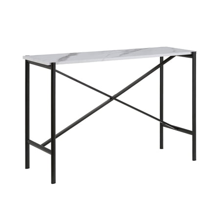 Evelyn&Zoe 46" Blackened Bronze Metal/Faux Marble Console Table