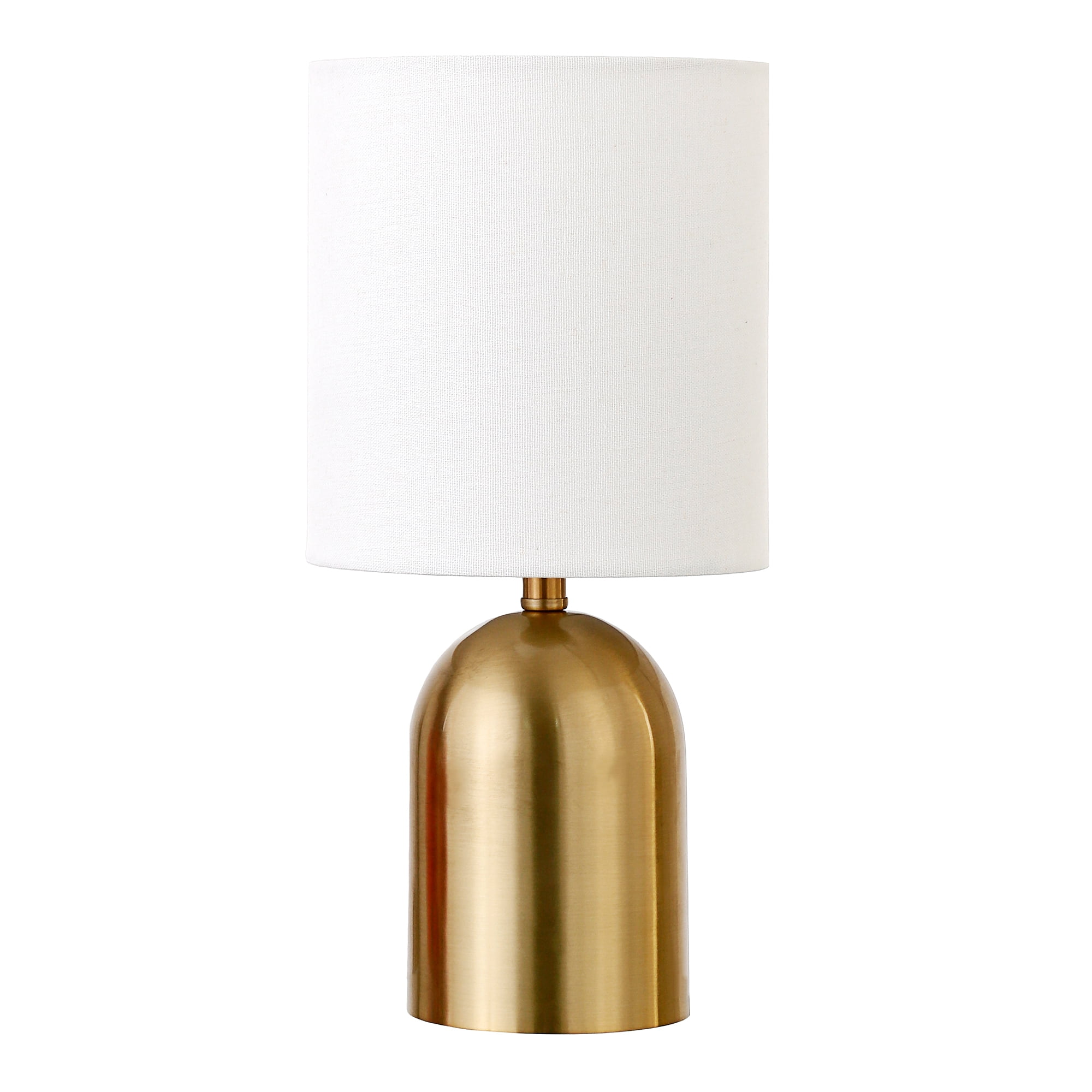 Brass Mini Table Lamp with White Linen Shade