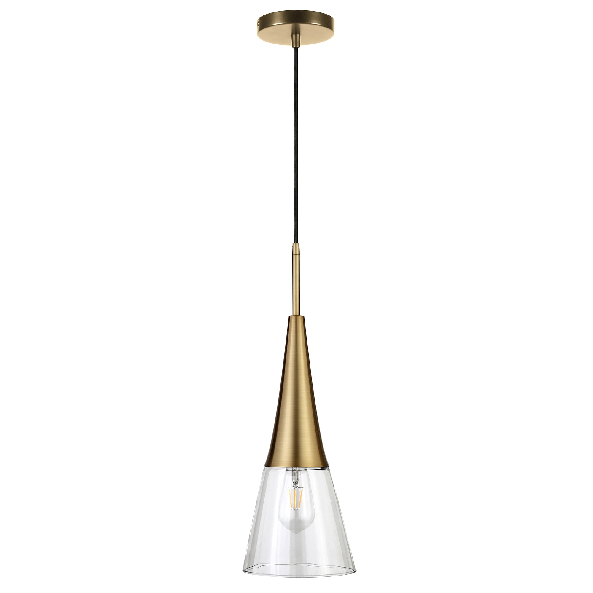 Myra Brushed Gold 16.75" Pendant with Clear Glass Drum Shade
