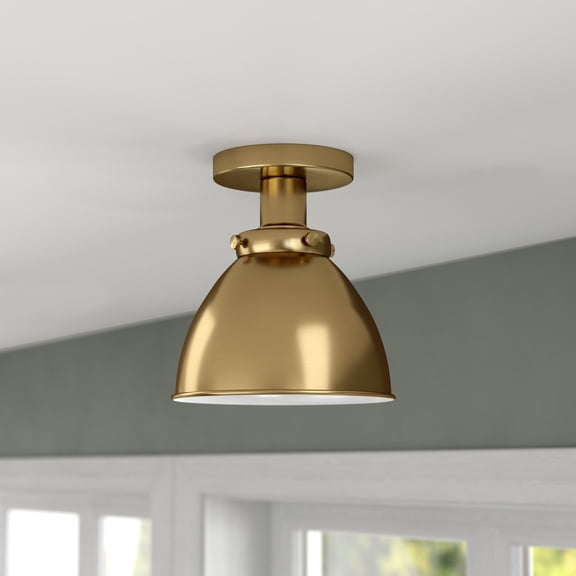 Evelyn&Zoe 8" Gold Semi Flush Mount