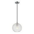 thumbnail image 1 of Evelyn&Zoe 8" Polished Nickel Metal/Glass Pendant, 1 of 2
