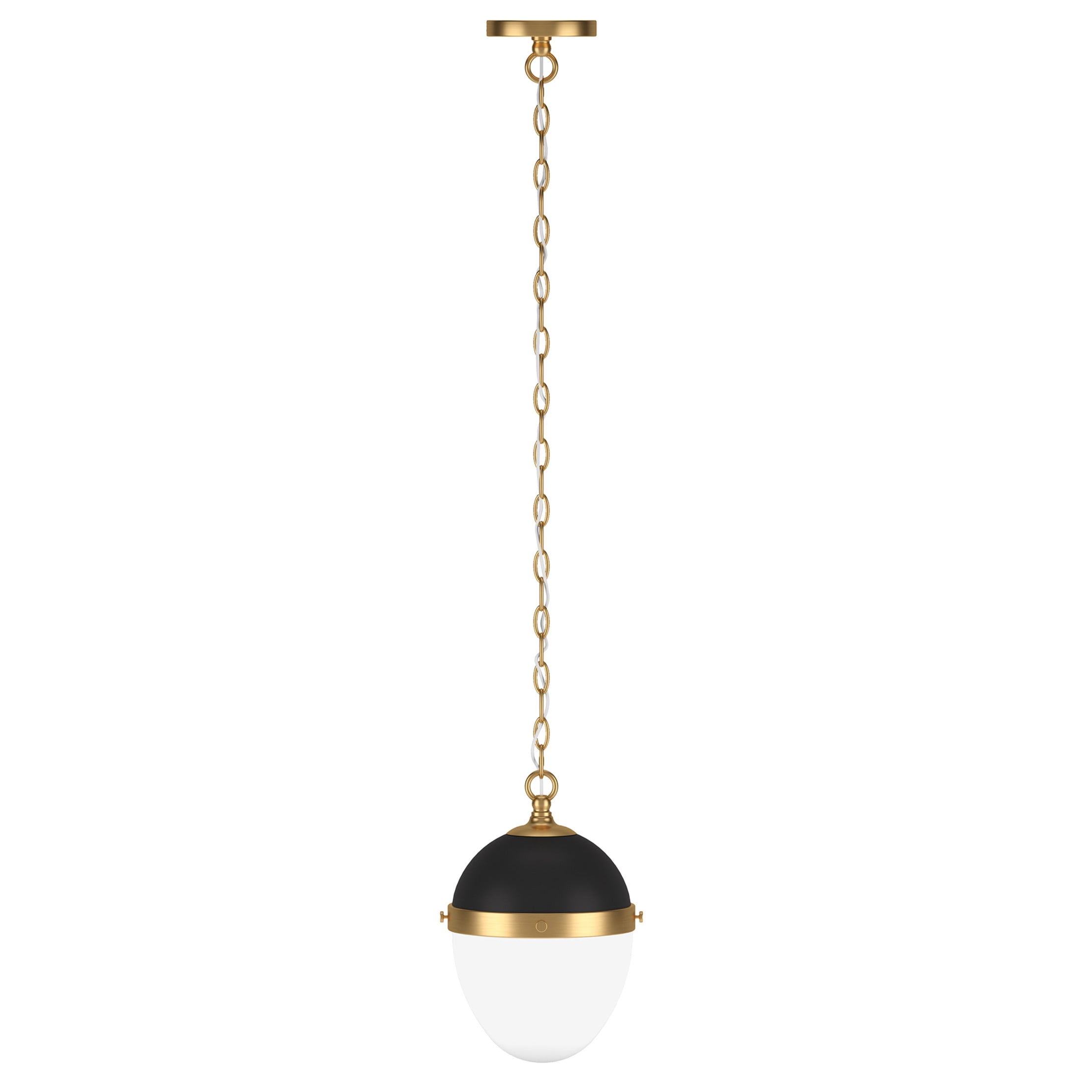 Evelyn&Zoe 9.13" Blackened Bronze/Brass/White Milk Metal/Glass Pendant