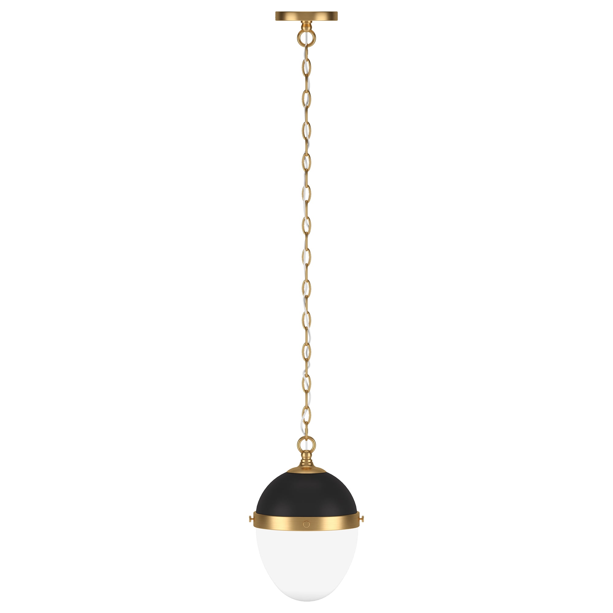 Aurelia Blackened Bronze and Brass Globe Pendant Light with White Milk Glass Shade