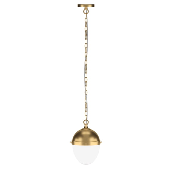 Evelyn&Zoe 9.13" Brass/White Milk Metal/Glass Pendant
