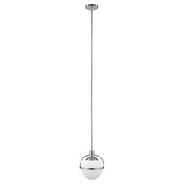 Evelyn&Zoe 9.38" Brushed Nickel Metal/Glass Pendant