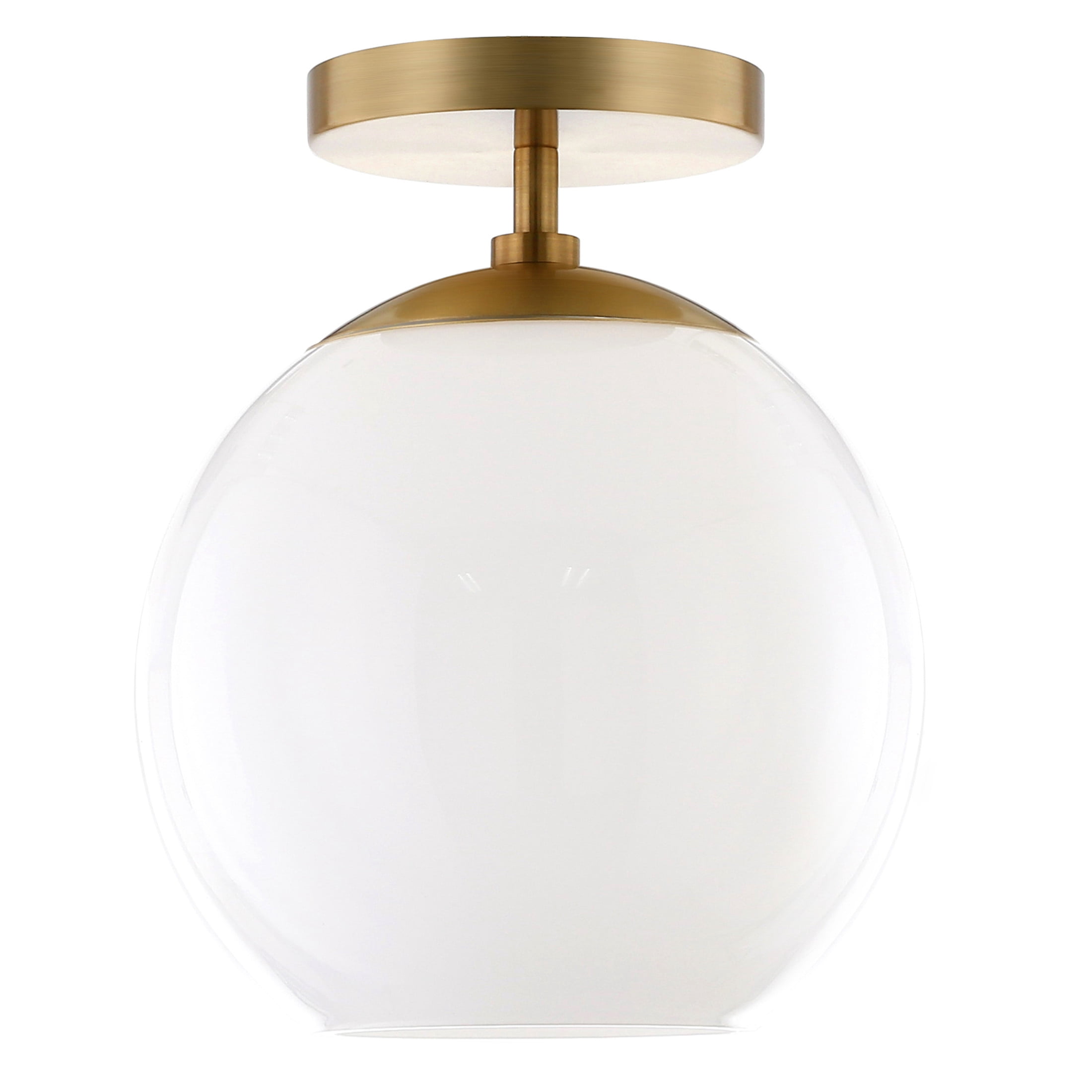 Evelyn&Zoe 9" Brass Finish Metal/Glass Semi Flush Mount