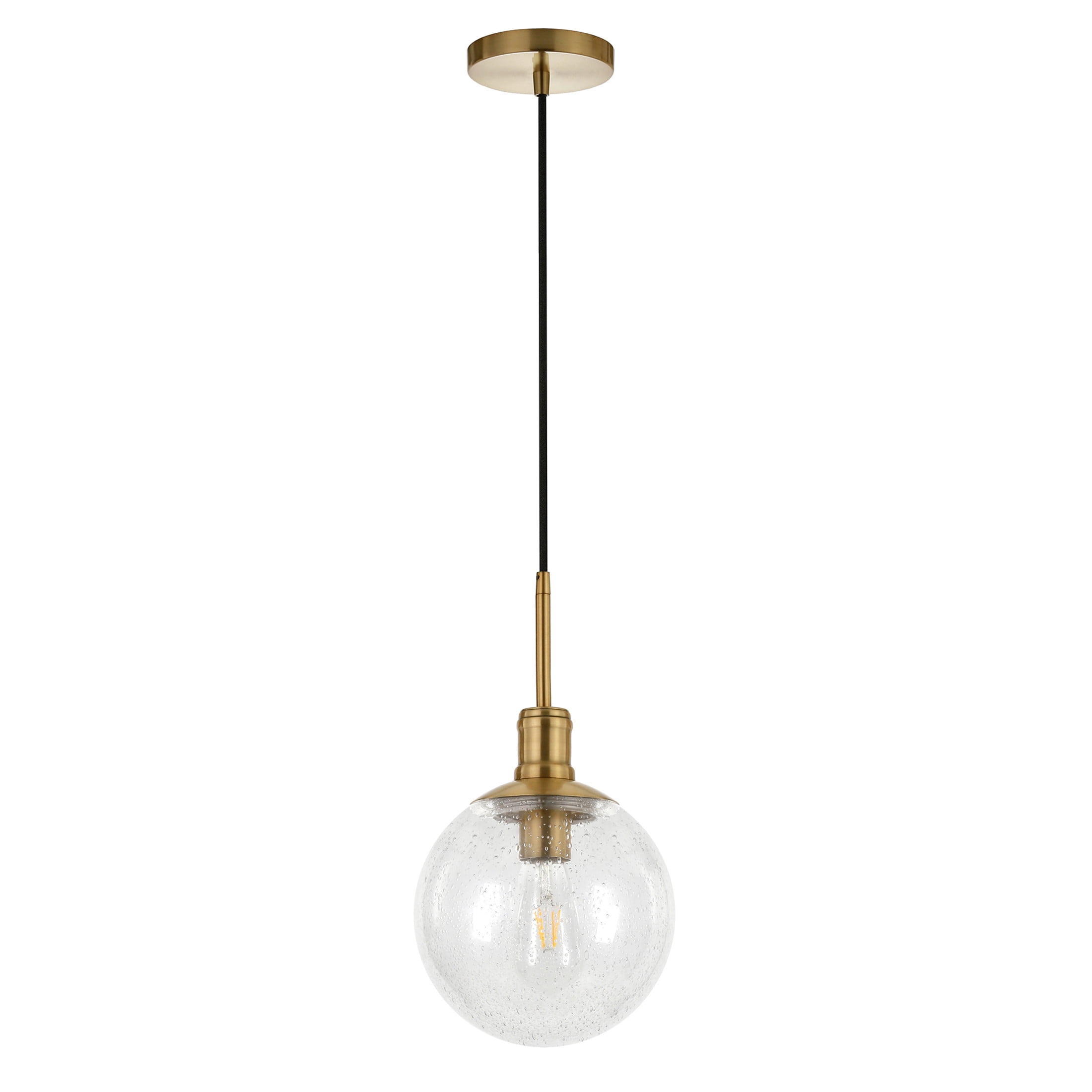 Evelyn&Zoe 9" Brass Metal/Glass Pendant